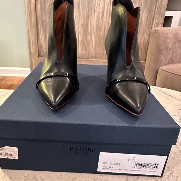 Malone Souliers black bootie worn once 6.5 they run a half size small ! - Picture 1 of 11